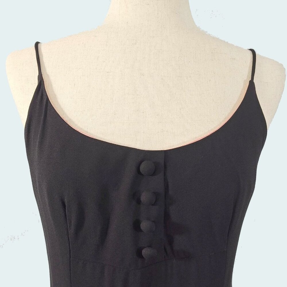 Vintage 60s Designer Black Cocktail Party Dress, Spaghetti Straps, Sz Sm 6 4